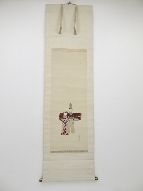 JAPANESE HANGING SCROLL / HAND PAINTED / HINA DOLL / ARTISTS WORK (1919)